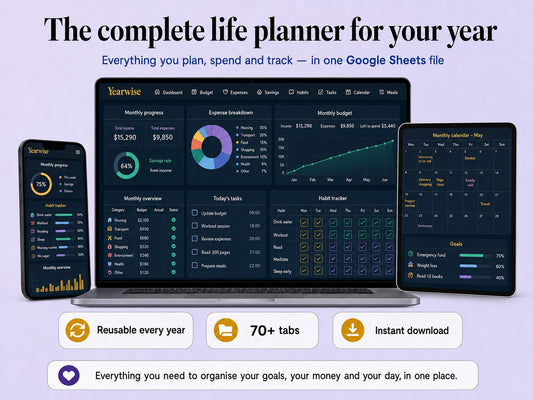 Yearwise life planner for Google Sheets, the complete year in one file ywlang-en