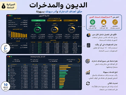 الديون والمدخرات — خطط سداد وأهداف ادخار في نسّق ywlang-ar