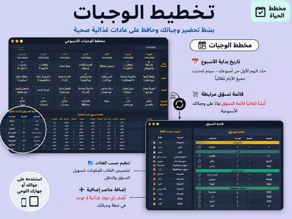 مخطط الوجبات — قائمة تسوّق تُنشأ تلقائيًا ywlang-ar